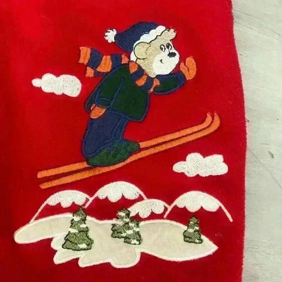 Fleece Christmas Winter Vest Boy size 2T Embroidered Teddy Bears Skiing Snow - Picture 4 of 8